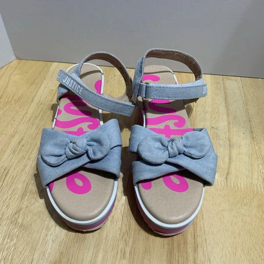 Justice Girl's Wedge Multicolor Sandal, Size 4‎